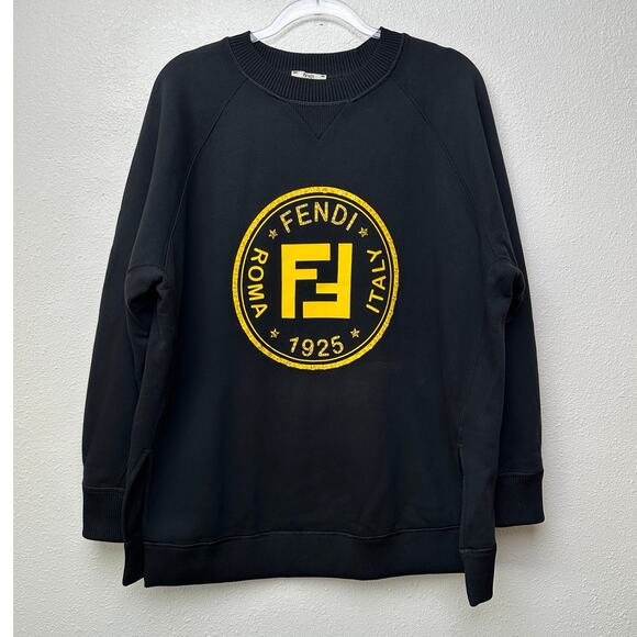 Fendi Black Roma 1925 Logo Crewneck Sweatshirt Women’s L - Picture 2 of 16